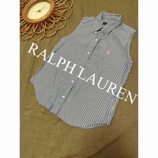 ポロラルフローレン(POLO RALPH LAUREN)の美品　ポロ　ラルフローレン　シャツ　ノースリーブ　ストライプ　人気　完売(シャツ/ブラウス(半袖/袖なし))