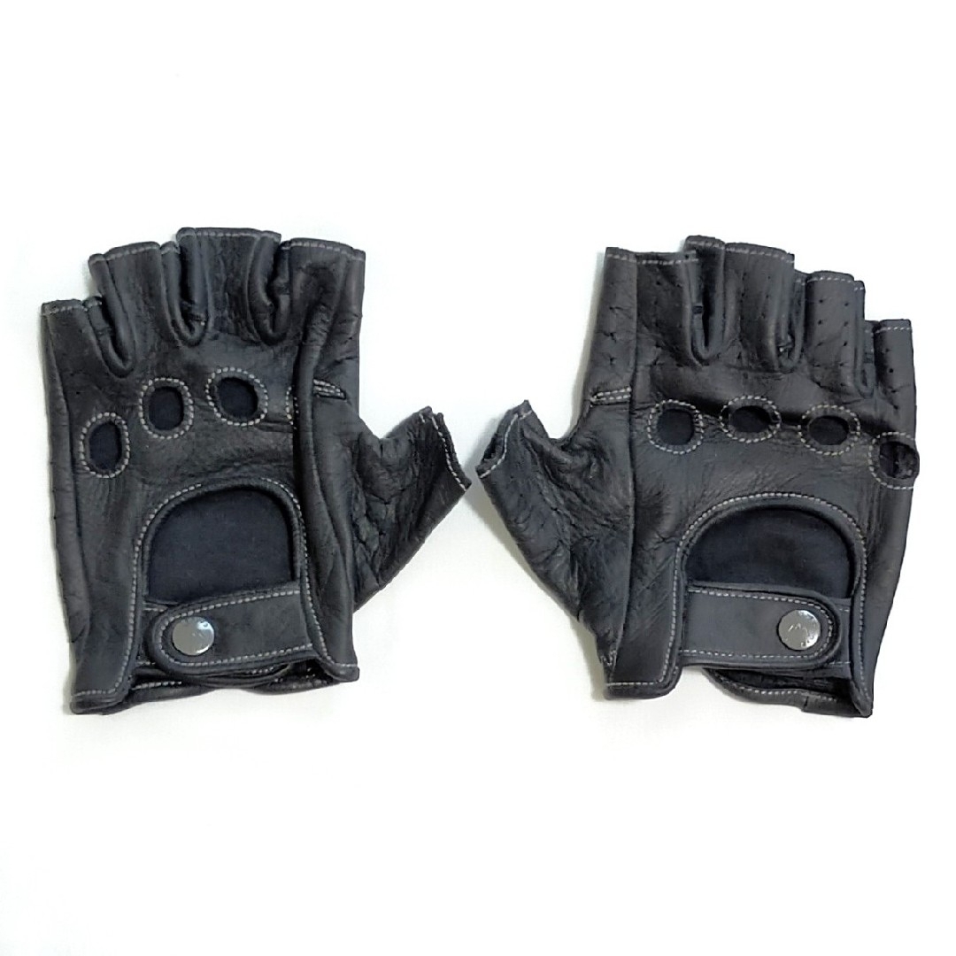 CACAZAN ドライビング グローブ ハーフフィンガー 黒 Lサイズ 革手袋