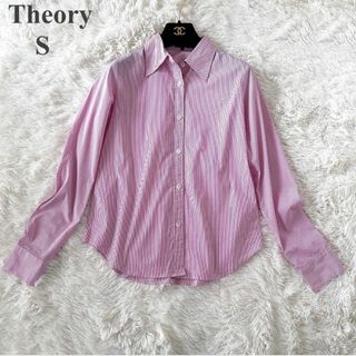 セオリー(theory)の【美品】Theory  ストライプ長袖シャツ 赤 S(シャツ/ブラウス(長袖/七分))