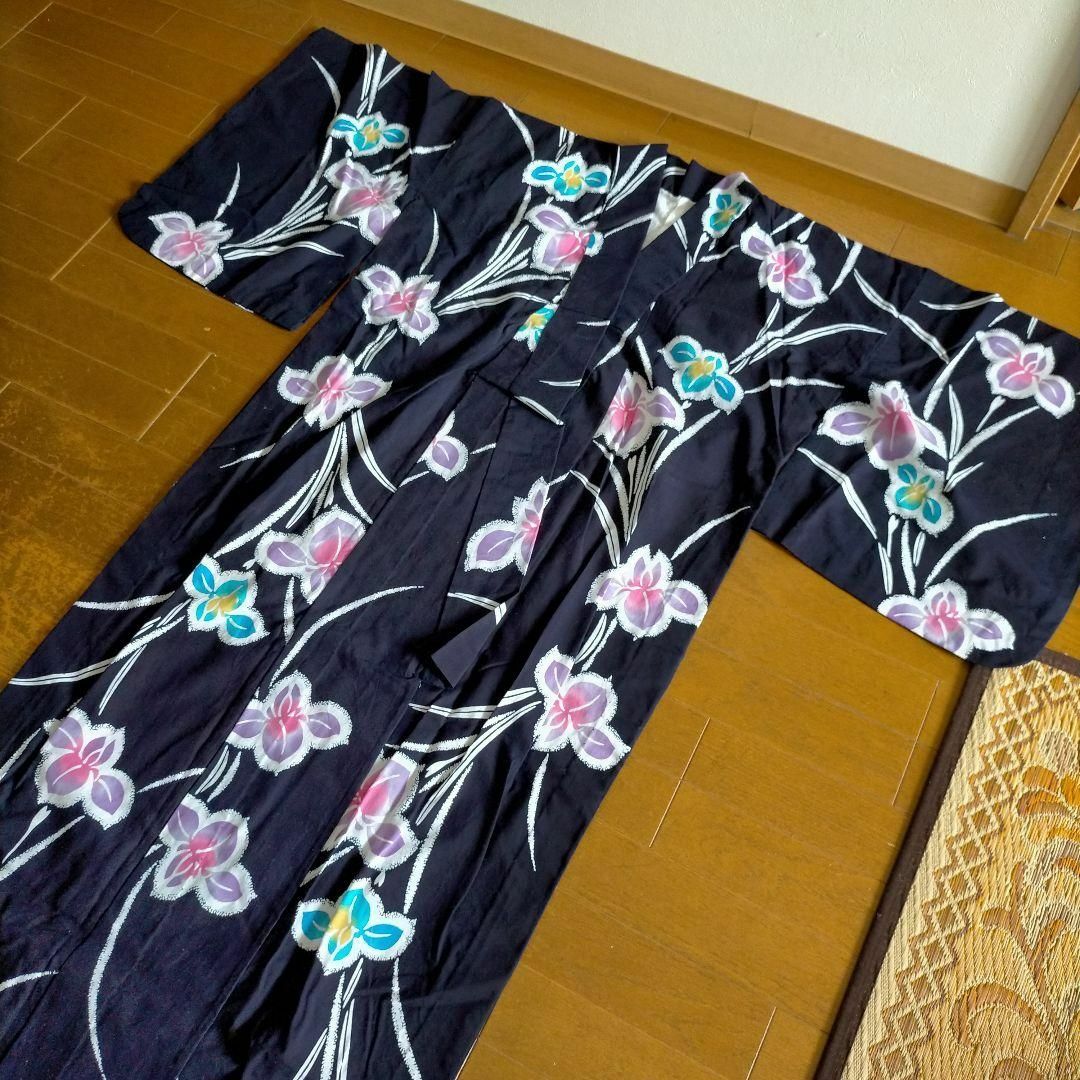 55yamanade様専用【未使用品】浴衣 　レディース 　ゆかた　紺色 レディースの水着/浴衣(浴衣)の商品写真
