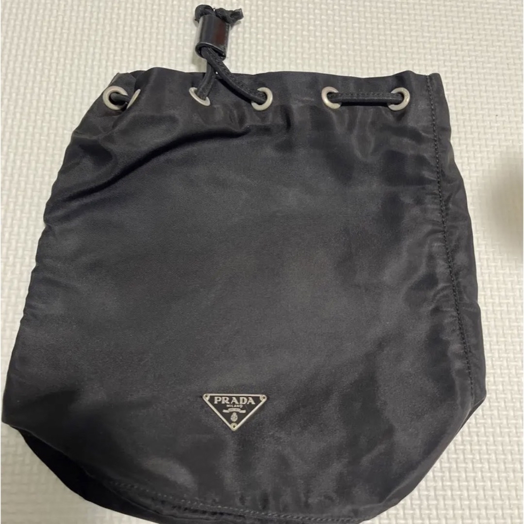 PRADA ポーチ 巾着 ブラック ミニバッグ-