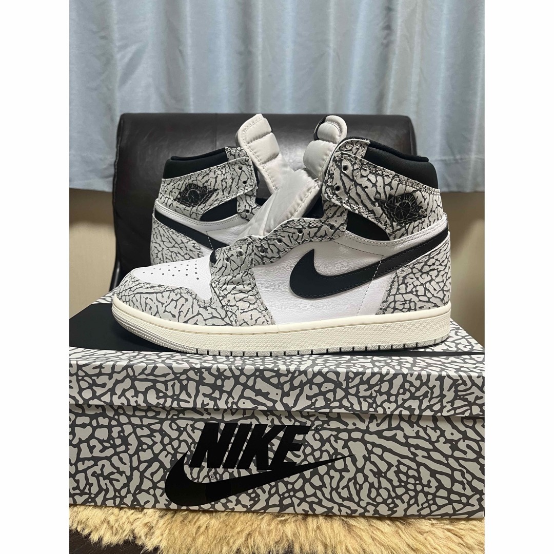 靴/シューズ27cm jordan 1 retro high og white cement