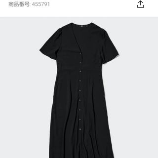 ユニクロ(UNIQLO)のユニクロ　Vネックフレアワンピース(ロングワンピース/マキシワンピース)