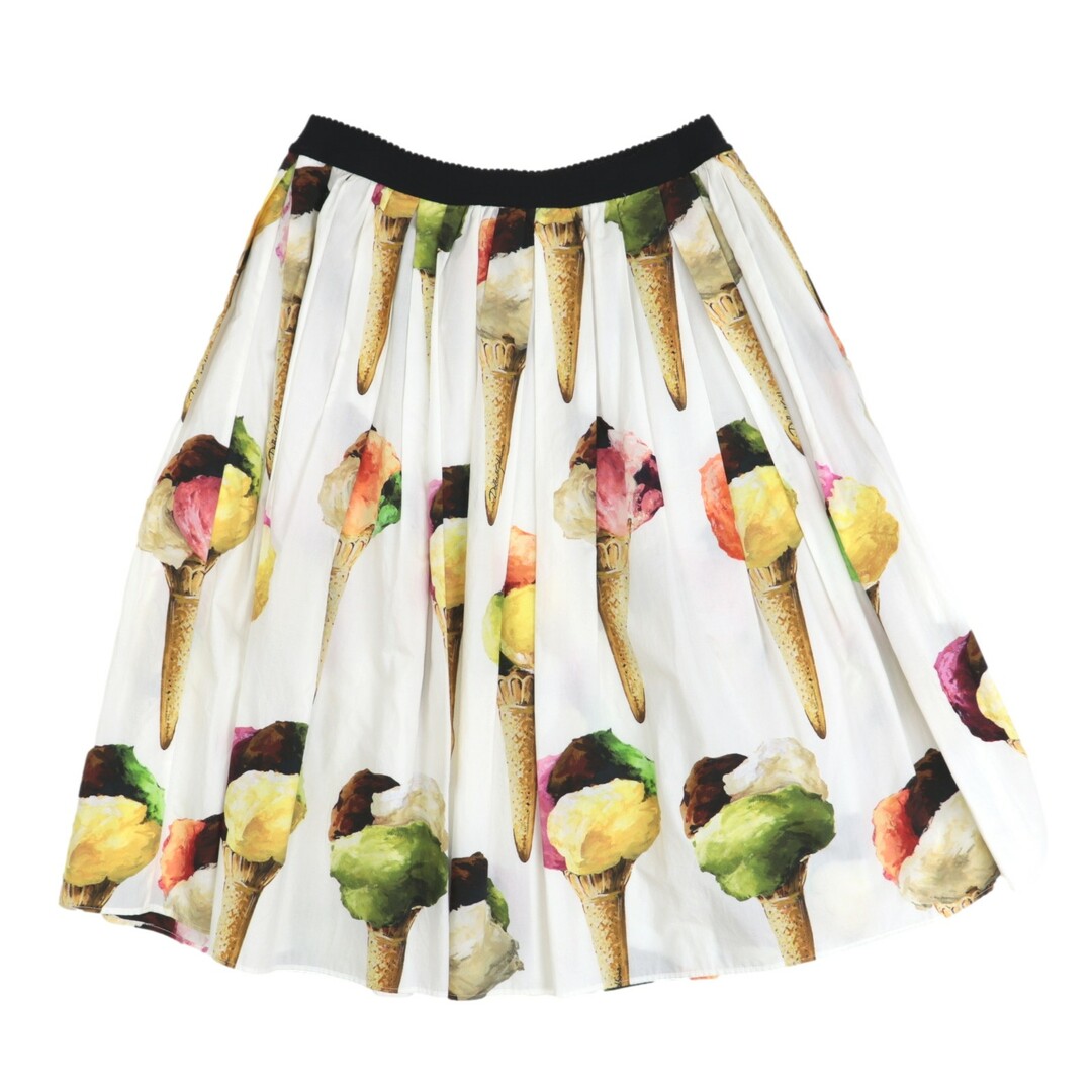 DOLCE&GABBANA - 美品 ドルチェアンドガッバーナ アイスクリーム柄 フレア スカート レディース 白 マルチ 総柄 DOLCE&GABBANA