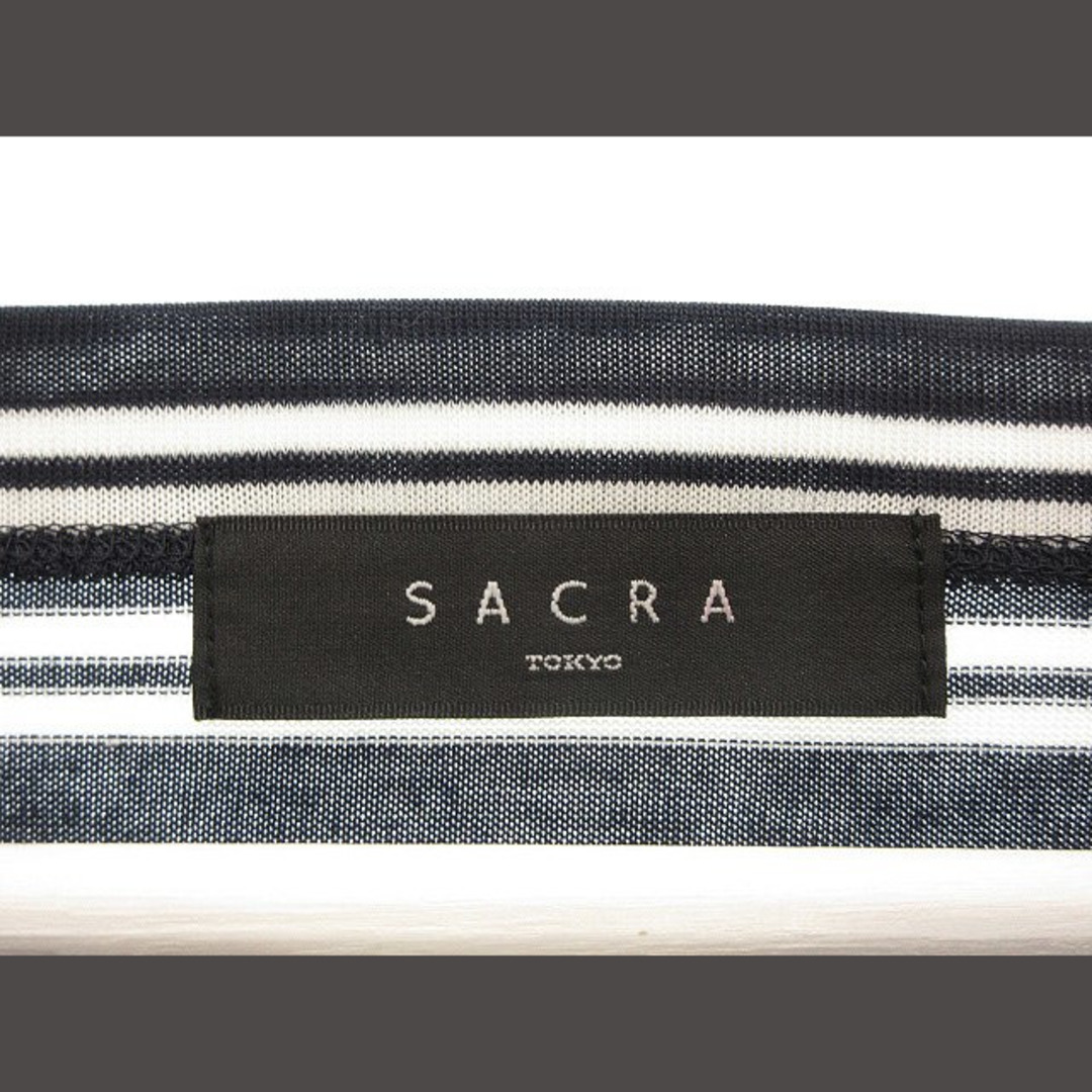 SACRA(サクラ)のサクラ バタフライスリーブ ボーダー プルオーバー ニット 38 ネイビー レディースのトップス(ニット/セーター)の商品写真