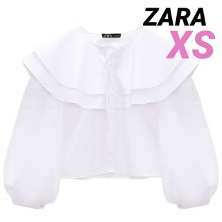 ザラ(ZARA)のZARA フリル付き ポプリンシャツ ブラウス(シャツ/ブラウス(長袖/七分))