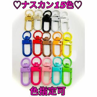 ナスカン　カラフル　カラー　15個セット　キーホルダー　金具　材料　パーツ　手作(各種パーツ)