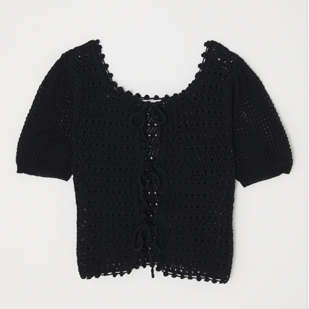 moussy(マウジー)の【MOUSSY】  CROCHET SQUARE NECK トップス レディースのトップス(Tシャツ(半袖/袖なし))の商品写真