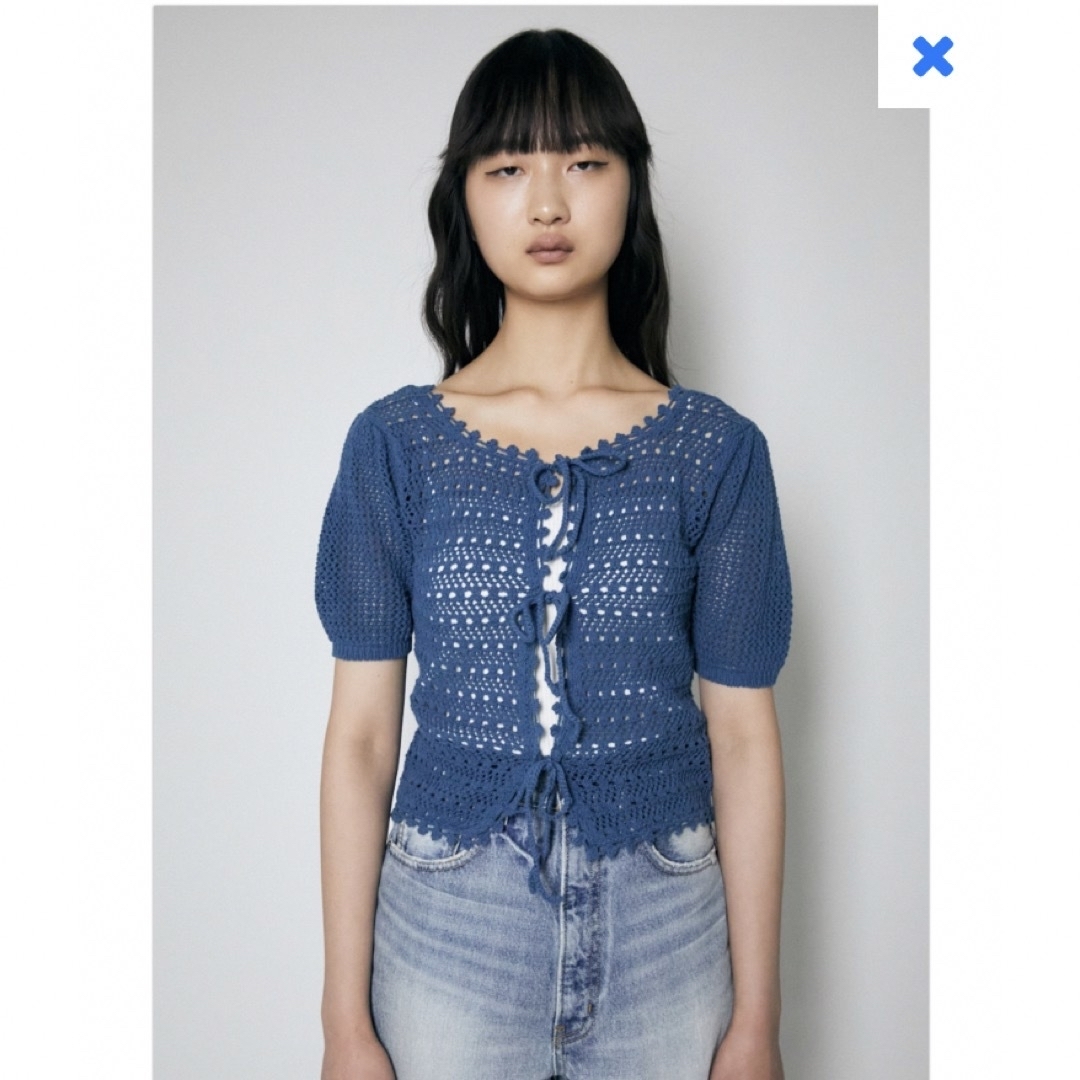 moussy(マウジー)の【MOUSSY】  CROCHET SQUARE NECK トップス レディースのトップス(Tシャツ(半袖/袖なし))の商品写真