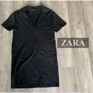 ザラ(ZARA)のZARA トップス　黒　ポロシャツ風(シャツ/ブラウス(半袖/袖なし))