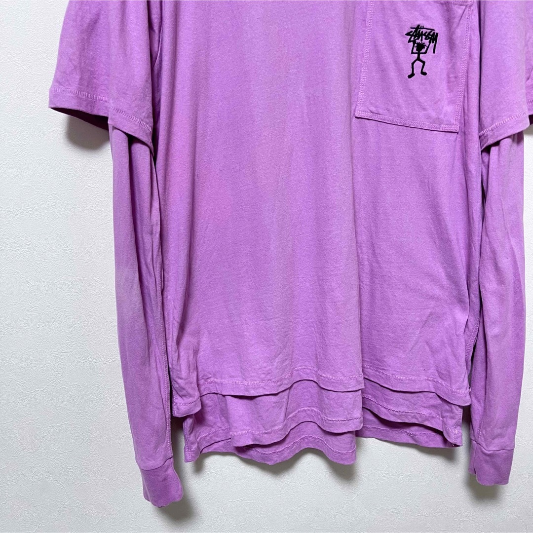 STUSSY - STUSSY ステューシー ロンT 重ね着風 シャドーマンの STUSSY - STUSSY ステューシー ロンT 重ね着風 シャドーマンの