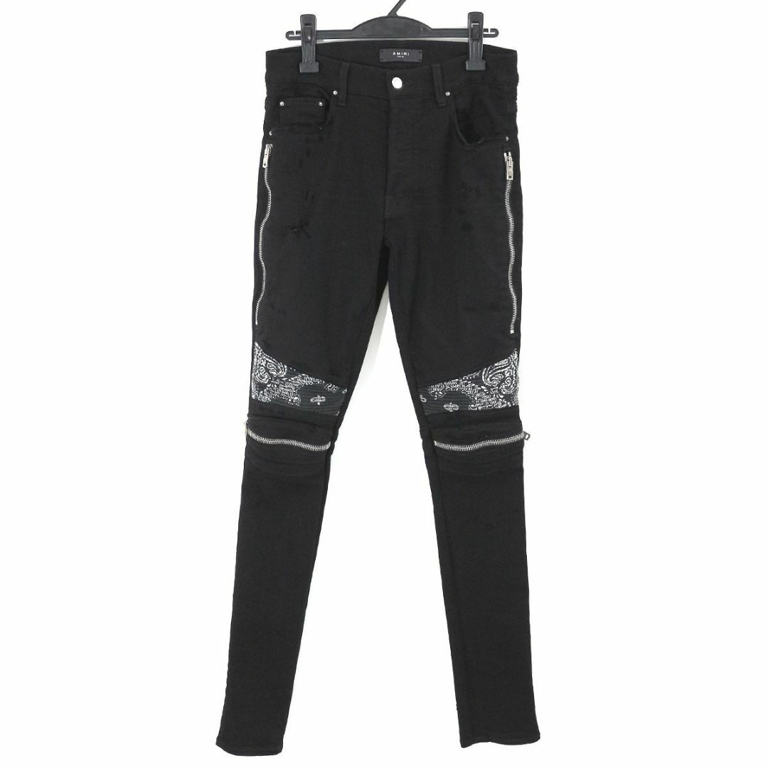 AMIRI アミリ 21SS バンダナコンビネーション蛇腹バイカースキニーパンツ