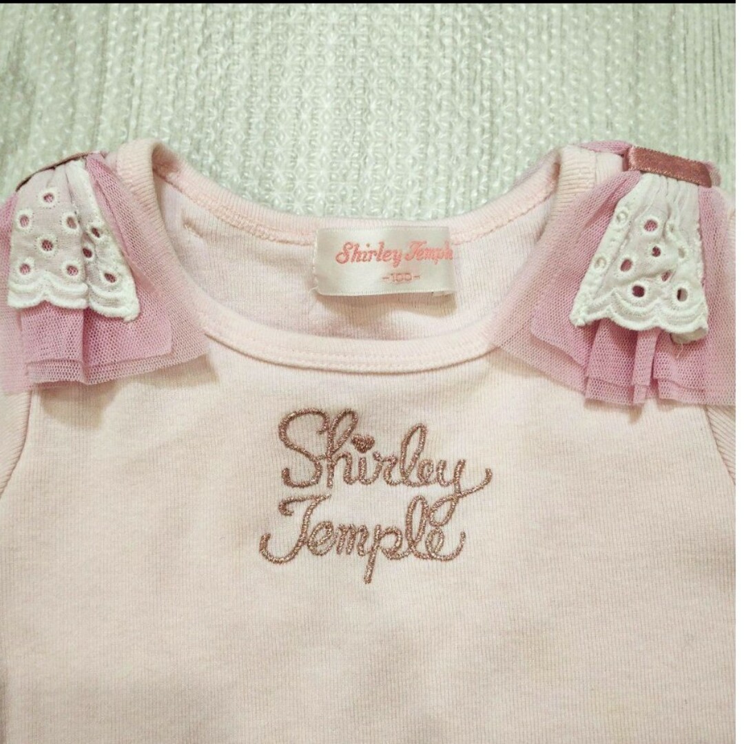 Shirley Temple(シャーリーテンプル)のシャーリーテンプル　肩リボンTシャツ　100cm キッズ/ベビー/マタニティのキッズ服女の子用(90cm~)(Tシャツ/カットソー)の商品写真