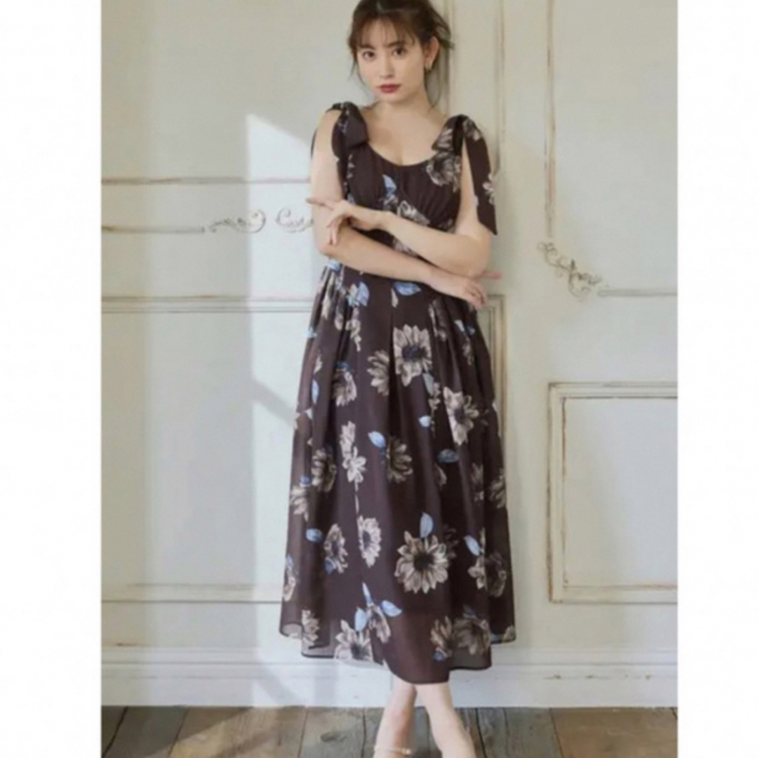 Herlipto Sunflower-Printed Midi Dressレディース