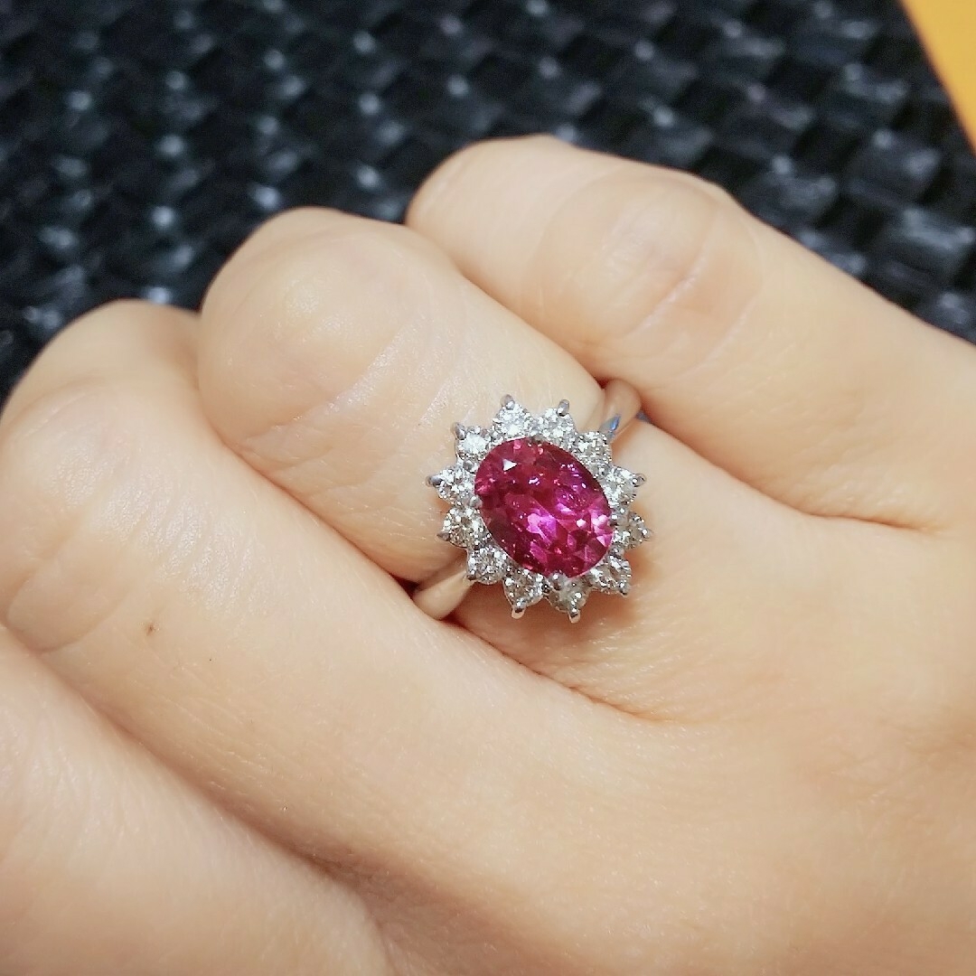 ルベライト リング 1.38ct 大粒   Pt900  透明度抜群 レディースのアクセサリー(リング(指輪))の商品写真