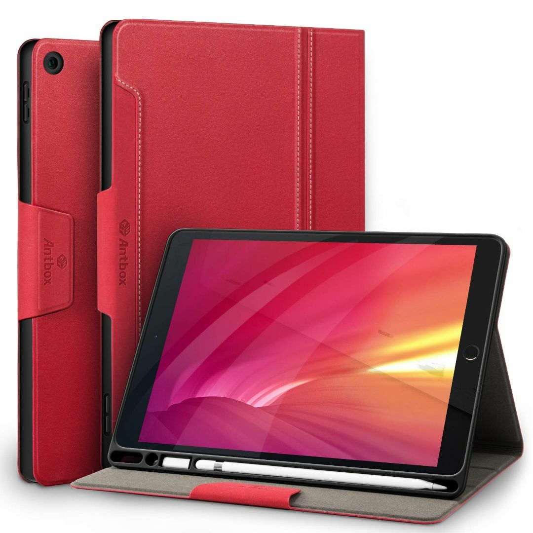 【色:レッド】Antbox 第9世代ケース iPad 10.2 ケース iPad