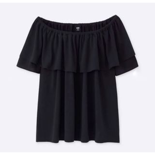 ユニクロ(UNIQLO)のUNIQLO ユニクロ　オフショルダー　トップス　ブラック(カットソー(半袖/袖なし))