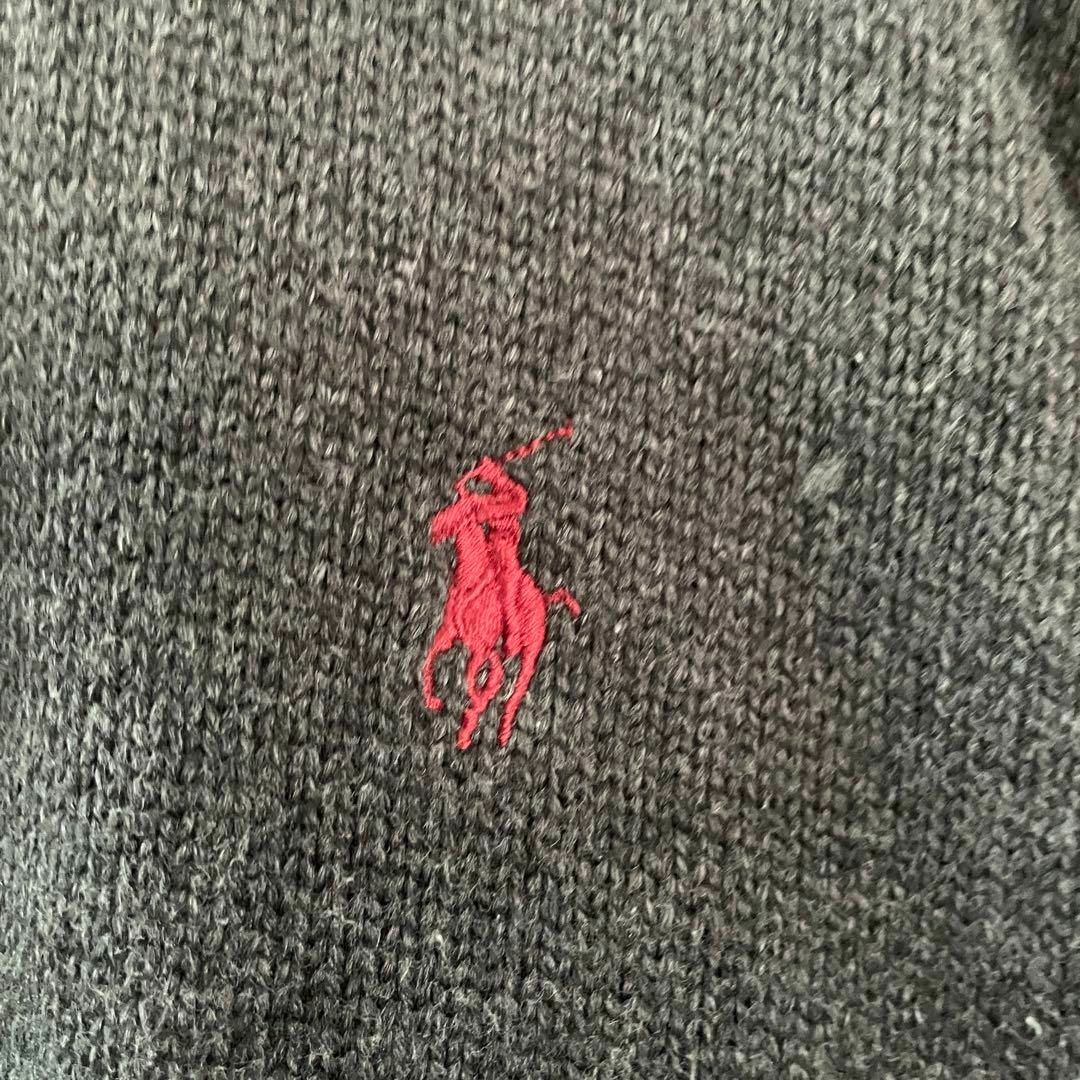 ラルフローレン ハーフジップ コットンニット ポニー刺繍 チャコール M