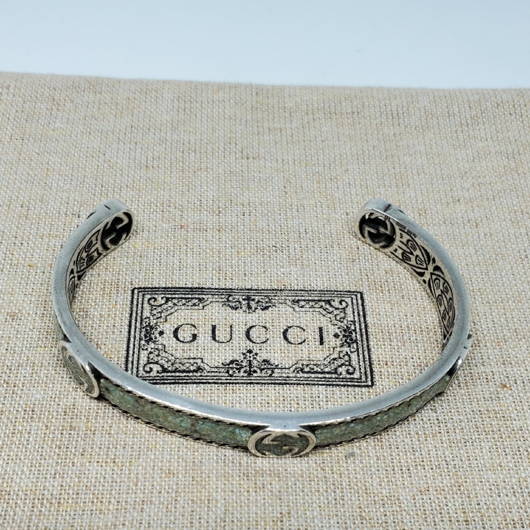 Gucci(グッチ)の【超レア廃盤品】インターロッキングG ブレスレット ライトブルー＆シルバー レディースのアクセサリー(ブレスレット/バングル)の商品写真