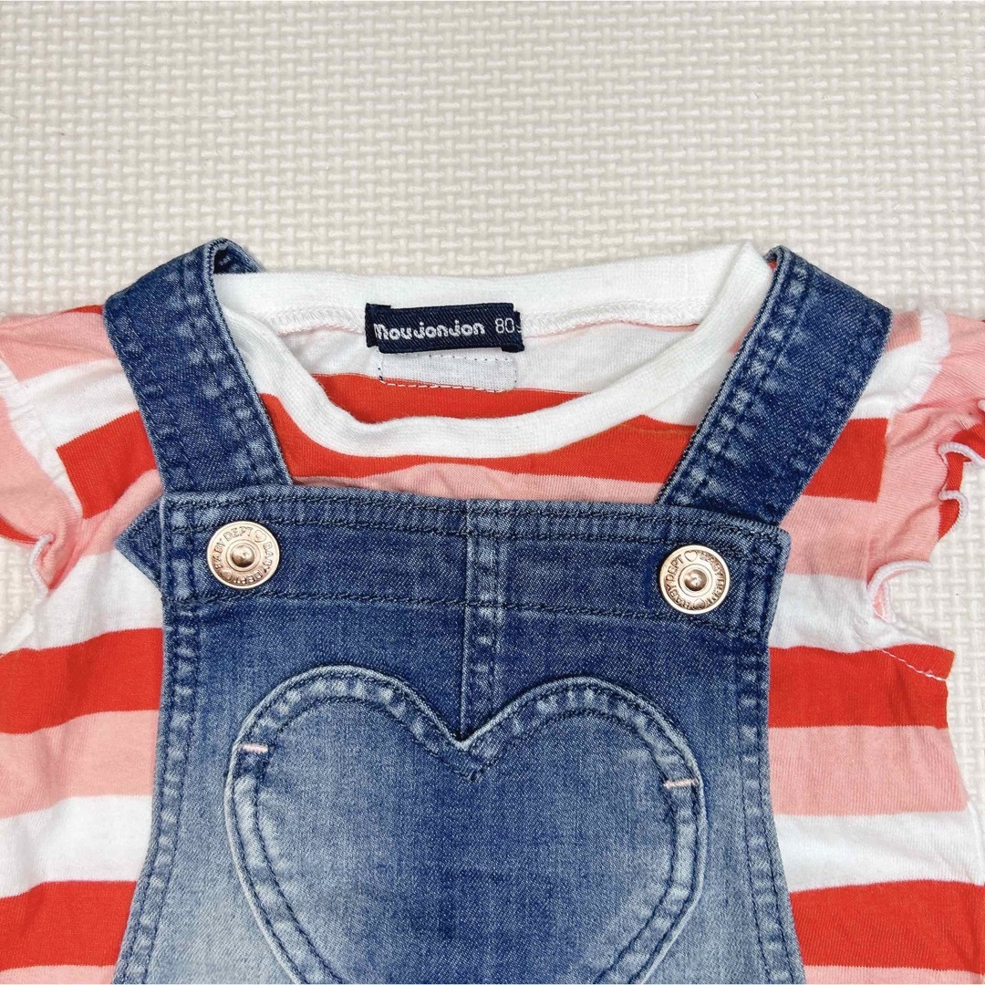 H&M(エイチアンドエム)のロンパース　Tシャツ　デニムロンパース　ズボン　トップス　子供服 キッズ/ベビー/マタニティのベビー服(~85cm)(Ｔシャツ)の商品写真