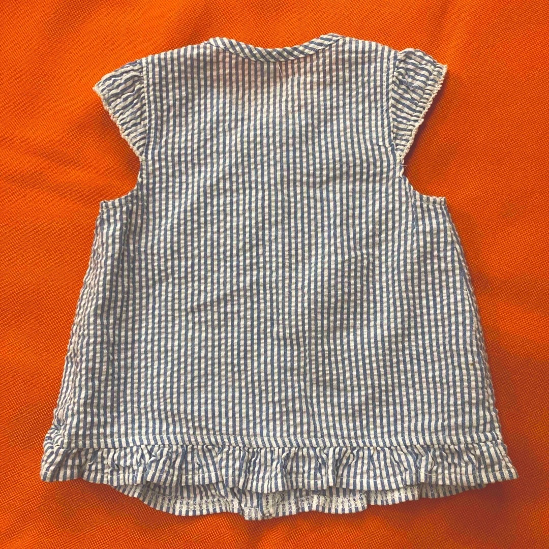 西松屋(ニシマツヤ)の女児 ストライプ ワンピース•パンツセット 70cm キッズ/ベビー/マタニティのベビー服(~85cm)(ワンピース)の商品写真