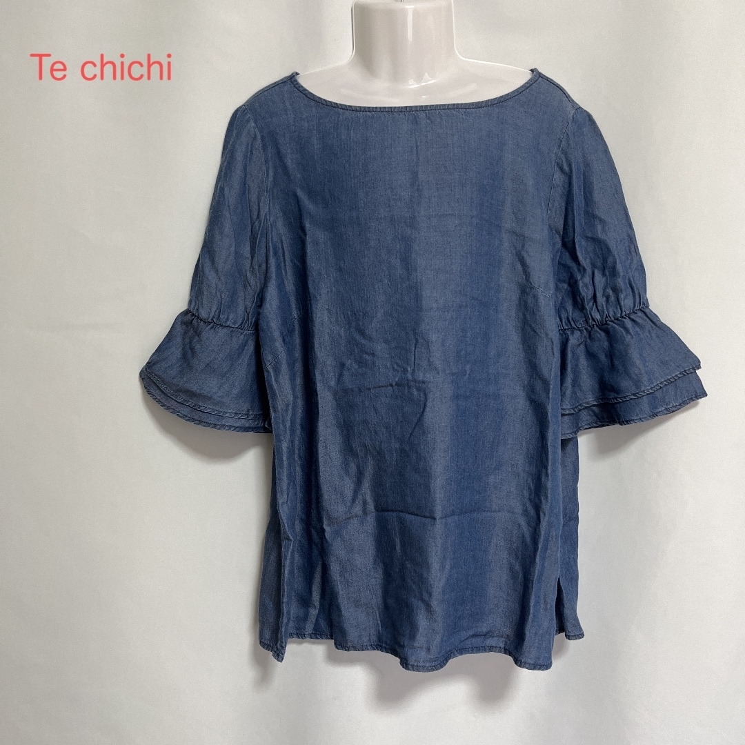 Techichi(テチチ)のTe chichi  トップス　シャツ　チュニック   ブラウス  袖フリル レディースのトップス(シャツ/ブラウス(半袖/袖なし))の商品写真