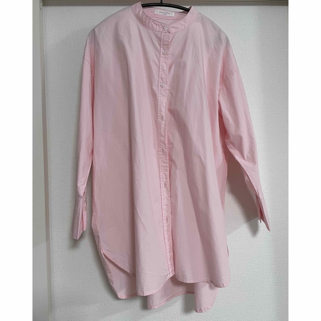 chocol raffine robe(ショコラフィネローブ)のショコラフィネ ローブ　グリーンパークス　バンドカラーシャツチュニック　ピンク レディースのトップス(シャツ/ブラウス(長袖/七分))の商品写真