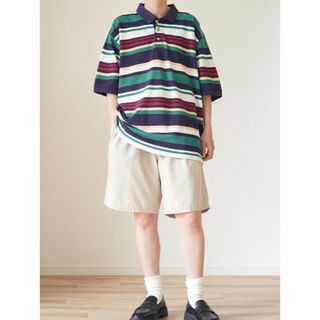 リーバイス(Levi's)の90s 古着 DOCKERS マルチボーダー 半袖 ポロシャツ Tシャツ(ポロシャツ)