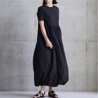 美品 SHE Tokyo Elva バルーンコクーンワンピース ブラック(ロングワンピース/マキシワンピース)