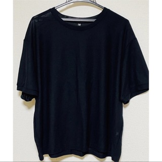 ユニクロ(UNIQLO)のユニクロ シースルー Tシャツ ブラック 3L メッシュ 黒 透け感 重ね着 (Tシャツ(半袖/袖なし))