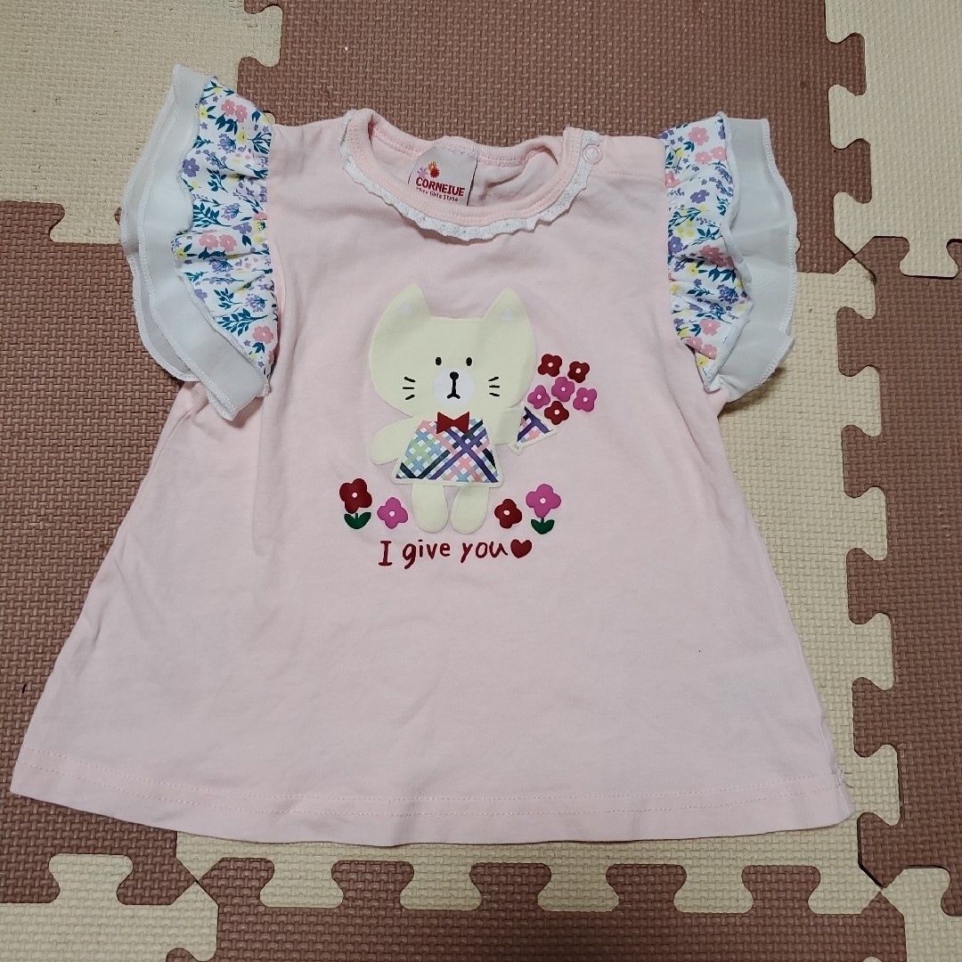 フリルTシャツ90コルネイユcorneiueフリル袖猫Tシャツ | フリマアプリ ラクマ