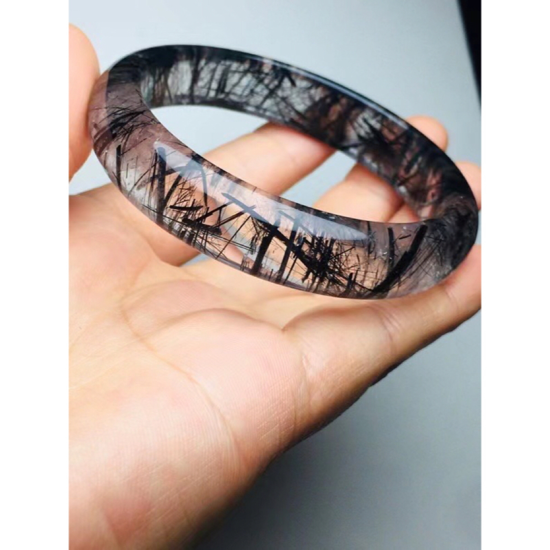 ⭐︎【天然】ブラックルチルクォーツ バングル 61.8mm - ブレスレット