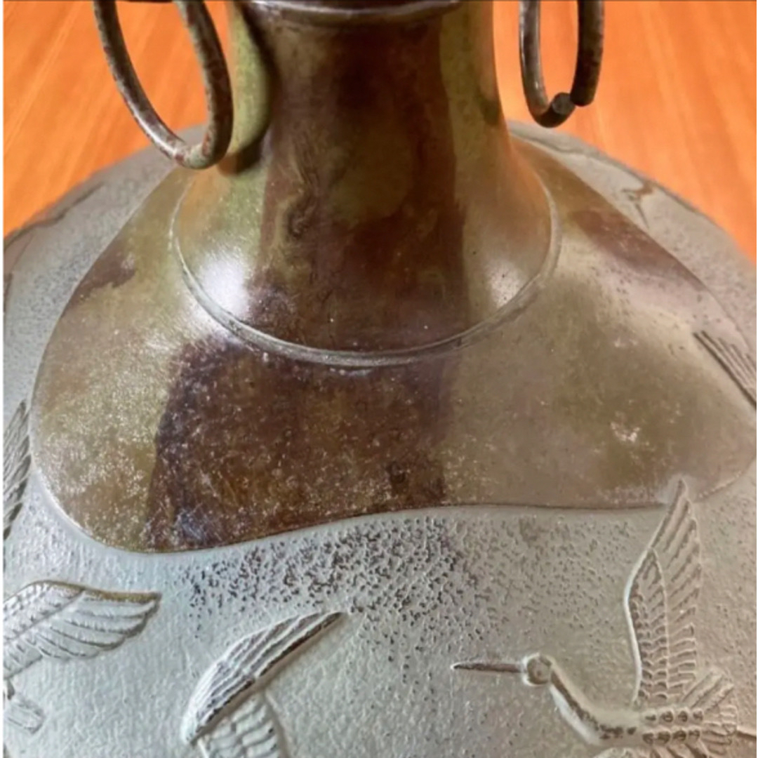 竹中銅器 合金製花瓶 天平千羽鶴　鋳物製の花瓶 7
