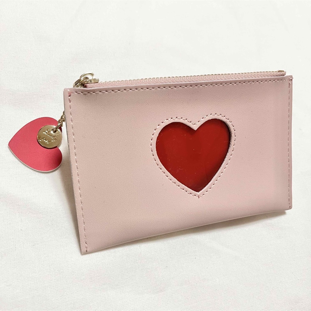 韓国　ミニウォレット　ミニ財布　カード入れ　くすみカラー　ピンク　ハート レディースのファッション小物(コインケース)の商品写真