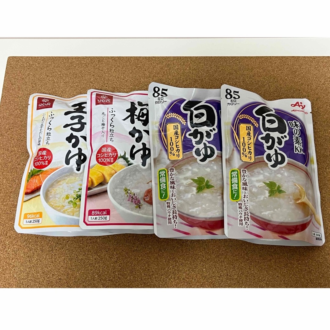 4個セットの通販　レトルト　お粥　白かゆ　shop｜ラクマ　玉子かゆ　junchan's　梅かゆ　by