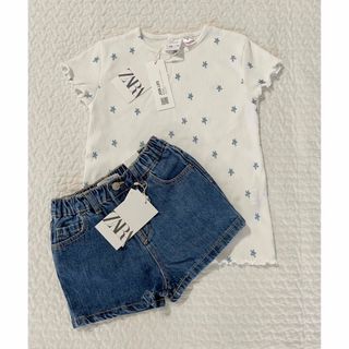 ザラ(ZARA)の【新品未使用】ZARA Tシャツ デニム ショートパンツ セット(パンツ/スパッツ)