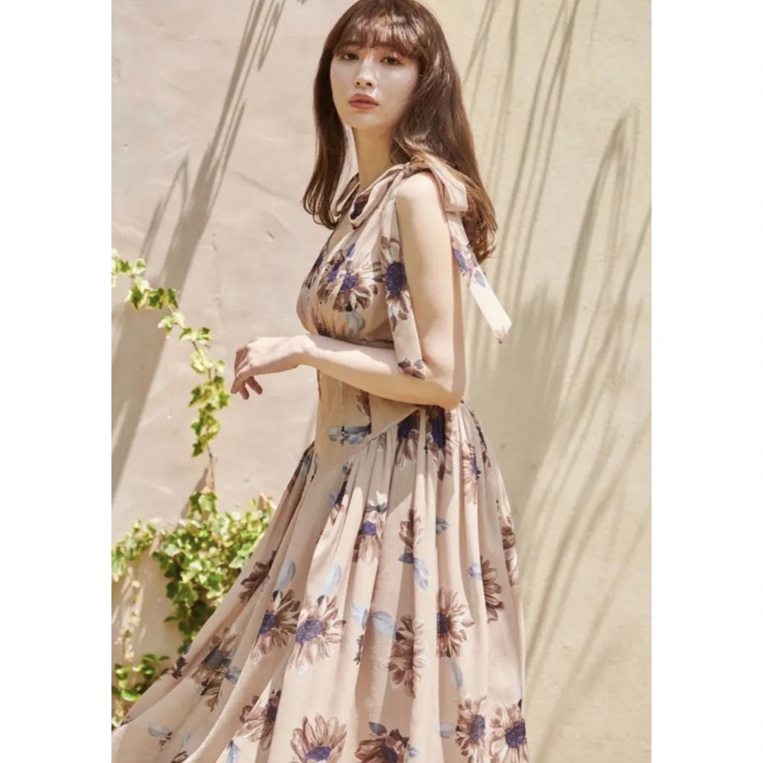 herlipto sunflower-printed midi dress S - ロングワンピース/マキシ