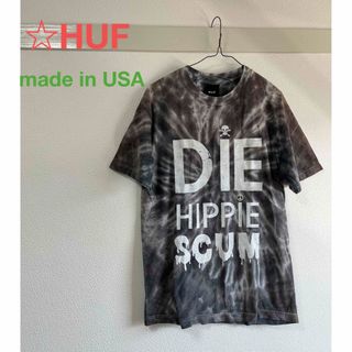 希少デザイン　HUF　ワンポイントロゴプリント　タイダイ染めTシャツ　メキシコ製