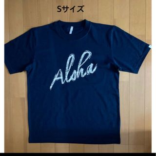 レディース／半袖Tシャツ／フラダンス練習用／ALOHA／ネイビー／Sサイズ(Tシャツ(半袖/袖なし))