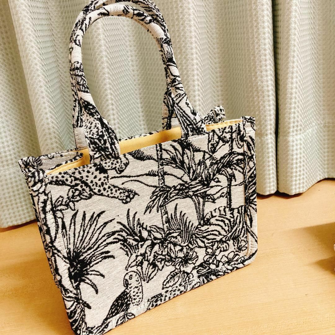 レディース ジャガード織 ショルダー紐付き トートバッグ ミニバッグ