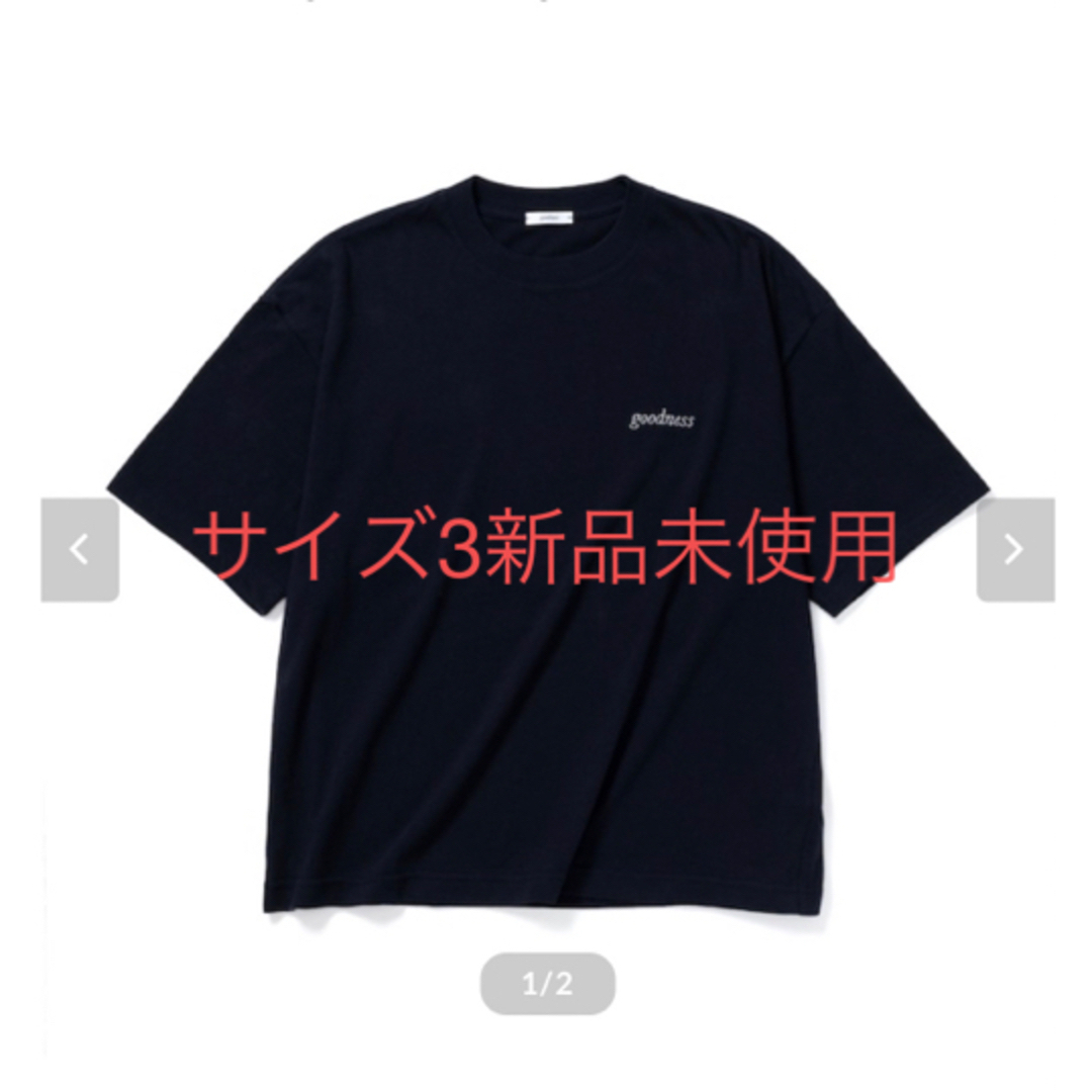 1LDK SELECT(ワンエルディーケーセレクト)のサイズ3 goodness logo crew neck T-shirtネイビー メンズのトップス(Tシャツ/カットソー(半袖/袖なし))の商品写真