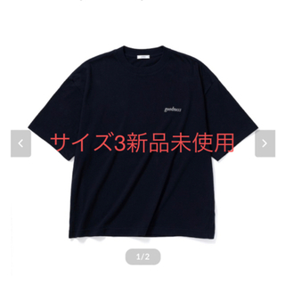 ワンエルディーケーセレクト(1LDK SELECT)のサイズ3 goodness logo crew neck T-shirtネイビー(Tシャツ/カットソー(半袖/袖なし))