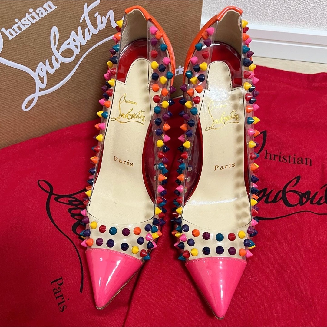 Christian Louboutin(クリスチャンルブタン)のルブタン♡スパイククリアパンプス♡38サイズ レディースの靴/シューズ(ハイヒール/パンプス)の商品写真