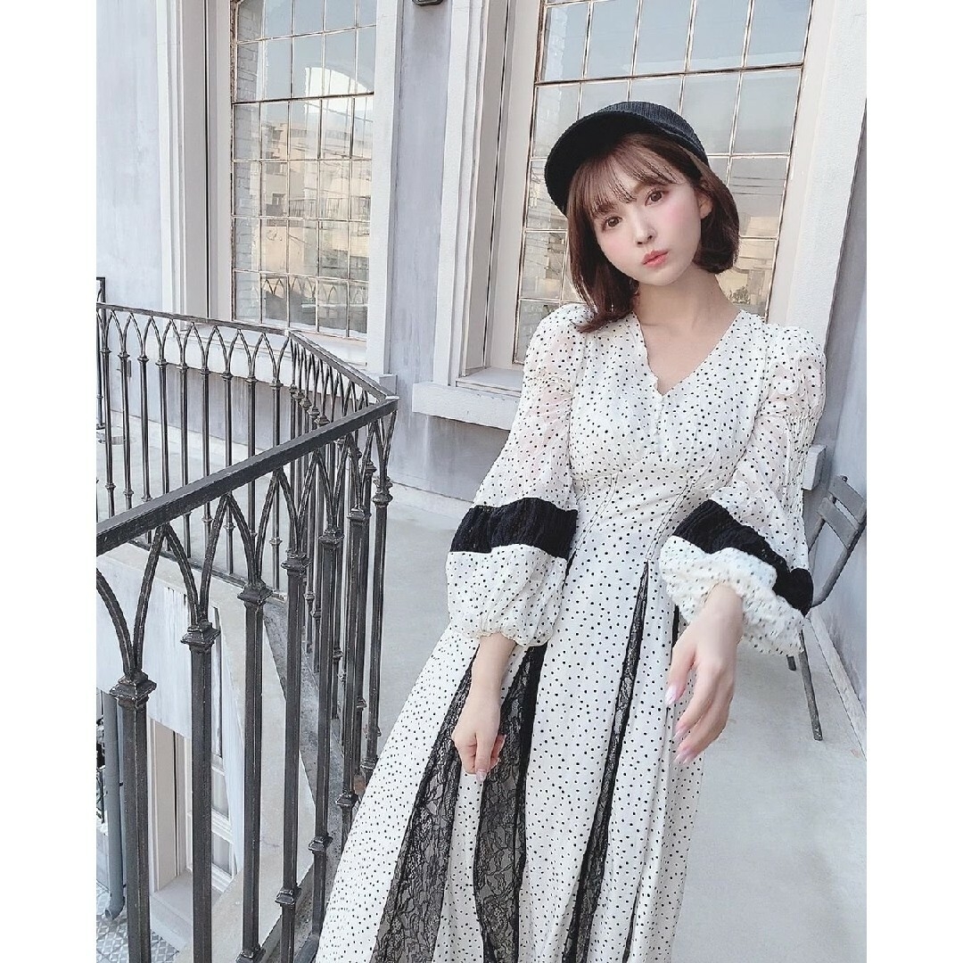 herlipto Lace-Trimmed Pin Dot Dress