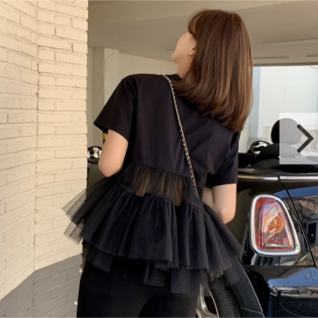 BIRTHDAY BASH(バースデーバッシュ)のBIRTHDAY BASH BACK CHIFFON FRILL TOPS レディースのトップス(シャツ/ブラウス(半袖/袖なし))の商品写真