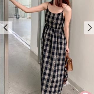 バースデーバッシュ(BIRTHDAY BASH)のBIRTHDAY BASH DOT CHECK CAMISOLE DRESS(ロングワンピース/マキシワンピース)