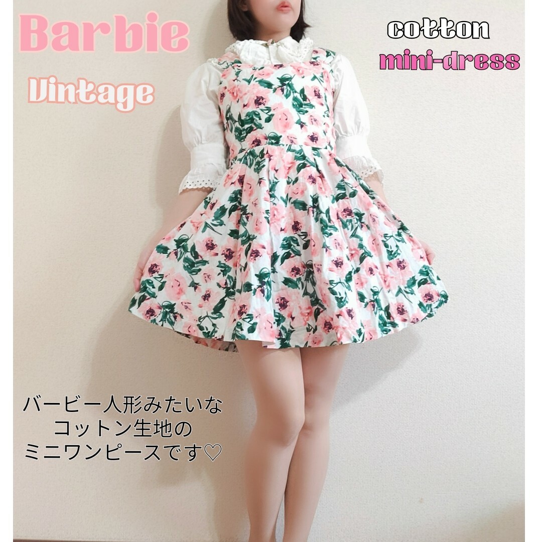 レディースBarbie♡海外 vintage  薔薇 バレリーナ コットン ミニワンピース