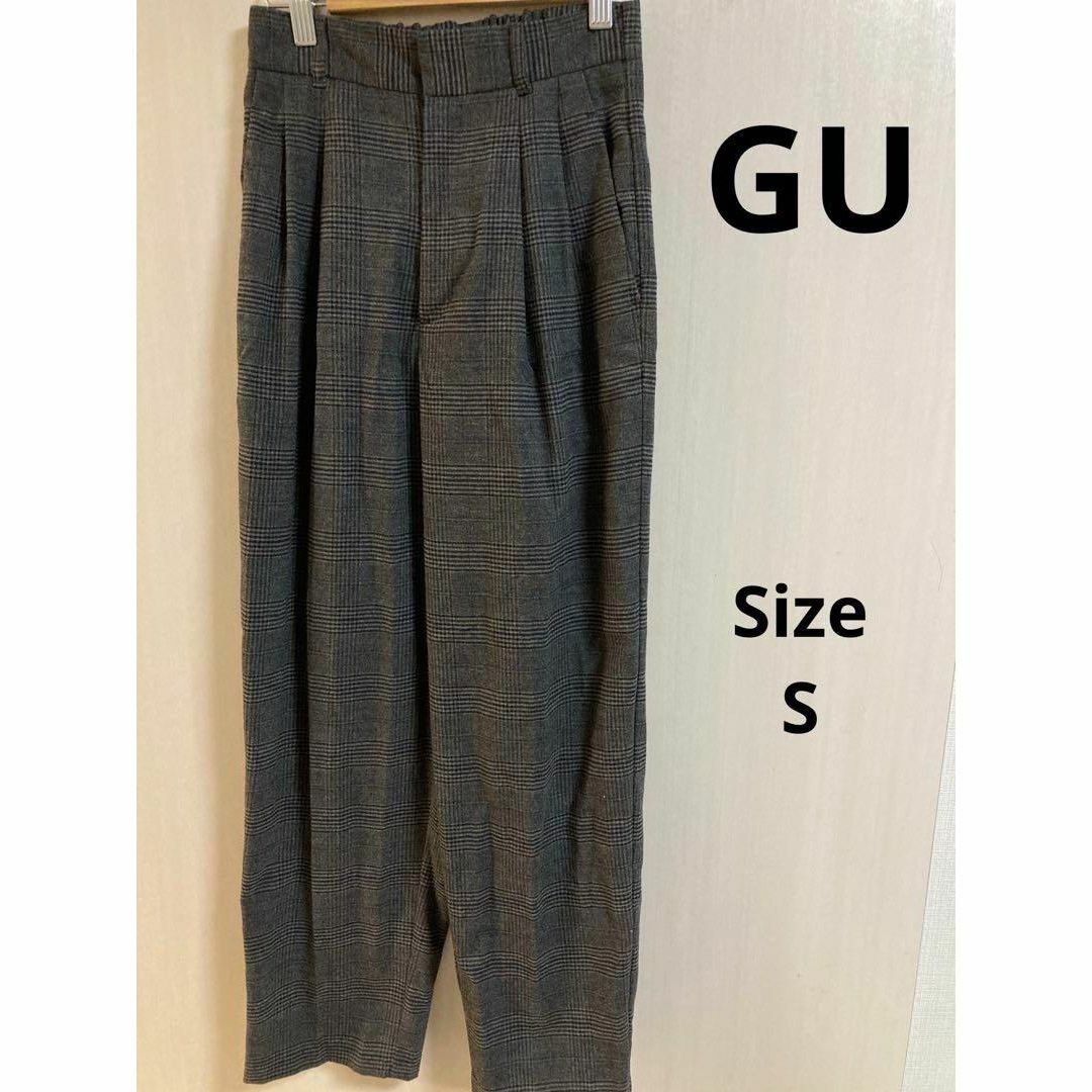 GU(ジーユー)の32a738  ジーユー　GU レディース　グレー　チェック柄　スラックス レディースのパンツ(バギーパンツ)の商品写真