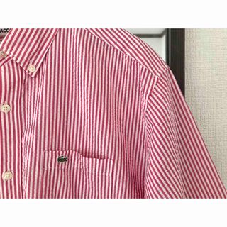 ラコステ(LACOSTE)の【極美品】LACOSTE ラコステ　ストライプ×ピンク　コットン100% シャツ(シャツ)