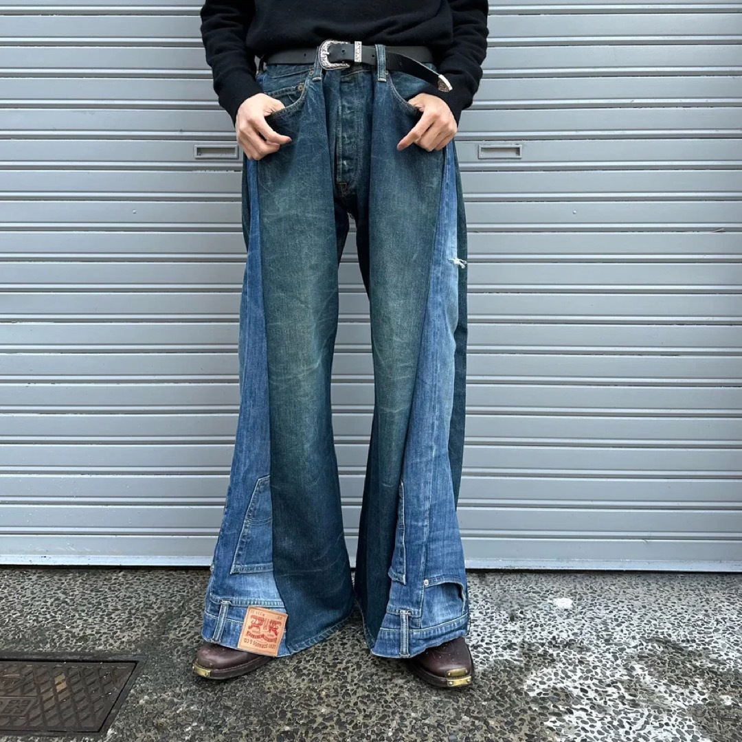 【期間限定SALE】リメイクデニム フレアパンツ 再構築 変形 加工 | フリマアプリ ラクマ